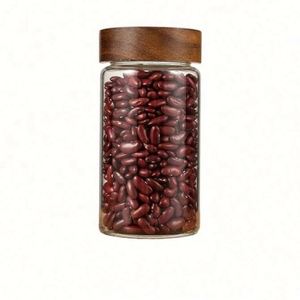 <b>Small</b> 19 oz Glass <b>Storage</b> Jars Airtight <b>Lids</b> 11Oz Wooden <b>Lid</b> Coffee Container Pantry Canister for Beans Rice Sugar Condiments - Product Image 1