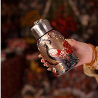 Nuevo Guofeng 316 Acero inoxidable 300ml termo al vacío taza al aire libre portátil anillo bolsillo coche taza impresa regalos de negocios moderno