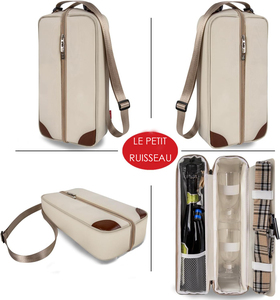 Two Sets Personalized Custom Wine Bags Insulated Cooler Bag Wine Cooler Compartment Carrier Tote Picnic <strong>WineBag</strong> - Product Image 5