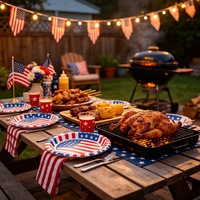 Assiettes en papier du 4 juillet, rouge, blanc et bleu, vaisselle jetable pour les fêtes de barbecue