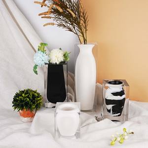 Acrylic Vase Set Minimalist Design For Home Decoration Living Room Ornament <b>Housewarming</b> <b>Gift</b> <b>Unique</b> Style Polished Surface - Product Image 1