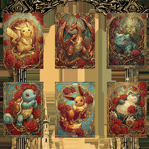 Cartes métalliques Pokémon de haute qualité en gros, illustrateur, <span class=keywords><strong>carte</strong></span> rare, anniversaire, fan art, rétro, accessoires, cadeau d'anime pour enfants, boîtes mystère - Product Image 5