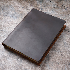Envío de la gota Libro de trabajo de cuero de grano completo Libro de cuentas de negocios Cubierta de libro de cuero de papel personalizado Jotter Vintage A4 <span class=keywords><strong>Notebook</strong></span> - Product Image 1