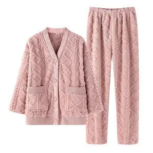 Pajamas Plush Coral Velvet Cute Pajamas Winter Women Sleepwear Suit Home Pajamas Fashion