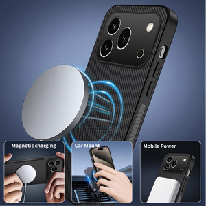 Funda Magnética Mate con Textura de <span class=keywords><strong>Fibra</strong></span> de Carbono y Soporte para Honor <span class=keywords><strong>600</strong></span> Pro / <span class=keywords><strong>600</strong></span> Versión Global, Compatible con Carga Inalámbrica - Product Image 3