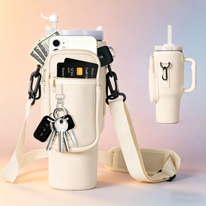 Sac de transport portable en néoprène pour gobelet 40oz 30oz, bouteille d'eau, manchon isolant à main avec bandoulière réglable - Product Image 1