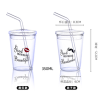 Gobelet à paille en verre borosilicate à prix abordable, imprimé mignon, avec couvercle