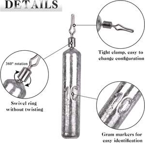 2.5g-20g poids de tir de chute accessoires de plomb de pêche pour les gouttelettes d'eau de bar conception pivotante pour <span class=keywords><strong>la</strong></span> pêche en lac et en rivière - Product Image 2