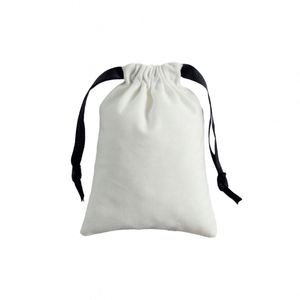 Bolsa Ecológica de Lona de Algodón Blanca de 7*9 cm con Cordón y Cinta de Grosgrain, para Compras - Product Image 2