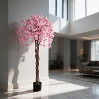 Arbre artificiel de cerisier en fleurs, toucher réaliste, en plastique, en pot, fausse fleur de Sakura, pour Noël, intérieur, salle, centre commercial, hall d'hôtel
