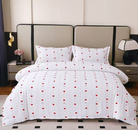 Ensemble de literie en satin imprimé jacquard à motif de lèvres, prix d'usine, housse de couette en tissu polyester, toutes saisons, pour la maison