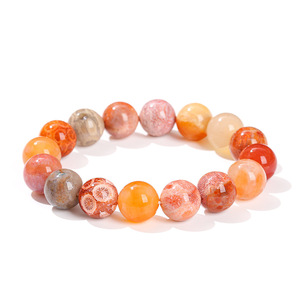 Bracelet en jade corail naturel multicolore 7A, perles rondes, <span class=keywords><strong>boucle</strong></span> unique, bracelet tendance pour hommes et femmes, vente en gros - Product Image 1