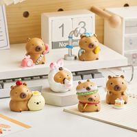 BT 6 pièces mignon Mini émotionnellement stable Capybara boîte aveugle Kawaii Figure à la main ornement de bureau étudiant mystérieux cadeau Surprise