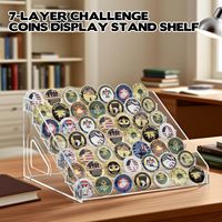 Support de Présentation pour Pièces Commémoratives - Présentoir à Pièces Commémoratives à 7 Niveaux Grande Capacité en Acrylique - Contient