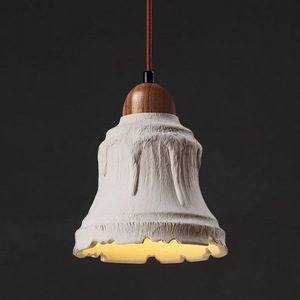 โคมไฟเพดานสไตล์วบิซาบิแบบญี่ปุ่น โคมไฟ LED ซีเมนต์ 3 หัว สำหรับบาร์/โต๊ะกาแฟ โคมไฟห้องนอน โคมไฟระย้า - Product Image 4