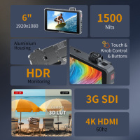 FEELWORLD SC6 Professioneller Hochhelligkeits-IPS-LCD-Feldmonitor 1500 Nits 6 Zoll Aluminiumgehäuse 3G-SDI für 60Hz Direktvertrieb ab Werk