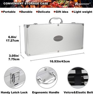 Juego de Utensilios para Barbacoa <span class=keywords><strong>con</strong></span> Estuche de Aluminio, Tenedor, Espátula, Cuchillo, Pinzas, Brocha de Limpieza, Pincho para Maíz, Salero - Product Image 5