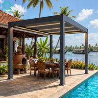 Pergola en aluminium à toit bioclimatique réglable motorisé, structure haute résistance, traitement de surface par poudrage