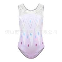 Cwfs206 Justaucorps de gymnastique mystique rose personnalisés pour enfants avec strass Justaucorps de compétition d'impression numérique pour filles