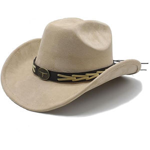 כובע קאובוי מערבי דקורטיבי עם קצה הפוך לגברים נשים חיצוני שוליים מגולגלים ספורטיביים סִגְנוֹן כובע קיץ פוליאסטר/כותנה - Product Image 3