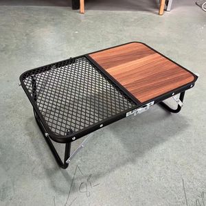 <span class=keywords><strong>Maleta</strong></span> personalizada multifuncional de grano de madera barbacoa mesa de malla, Camping Mini aluminio portátil chico Metal al aire libre plegable MESA DE Picnic - Product Image 5
