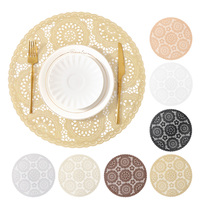 Nouveau dessous de plat rond en PVC style européen avec dentelle et feuille d'or, résistant à la chaleur et anti-brûlure, idéal pour la table et les sous-verres.