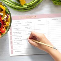 Cuaderno de Planificación Semanal de Comidas y Lista de Compras con Papel Dorado, para Pérdida de Peso, Menú Semanal con Lista de Compras Desprendible
