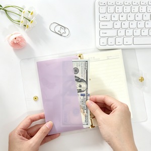 Pochettes pour classeur A6 à 6 anneaux en PP, lot de 5 enveloppes de budget en forme de cœur à double couche pour carnet, agenda et organisateur - Product Image 4