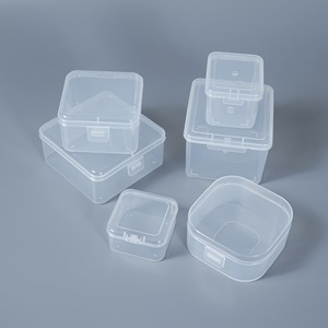 Transparent Square <b>Plastic</b> Storage <b>Box</b> Set Covered Desktop Organizer for Jewelry Tools Electronics Fishing Gear <b>Display</b> - Product Image 1
