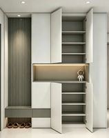 Étagère à chaussures en bois moderne, design écologique, construction durable, étagères modulaires réglables pour plus de 50 paires, utilisation dans les hôtels et les salles de sport