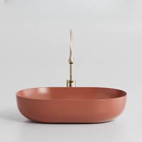 Vente chaude Céramique Salle De Bains Lavabo Couleur Rouge Vitrage Comptoir Lavabos pour Hôtel