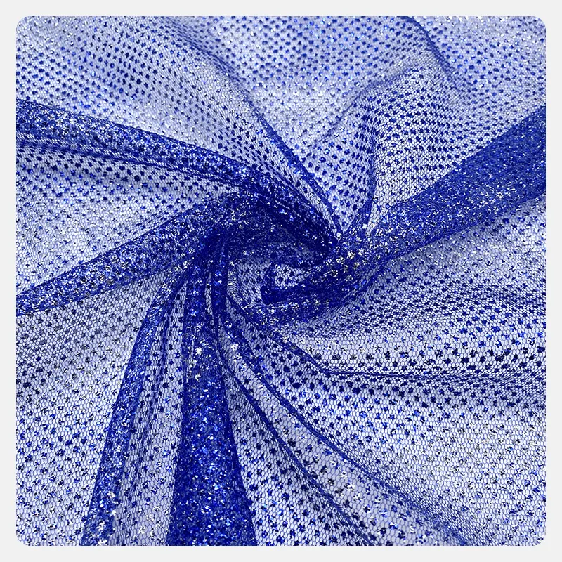Luxus-Georges-Glitzer-Gewebe für Hochzeitskleider glänzendes silbernes Glitzernetz Tülle-Spitze