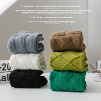Chaussettes en coton tridimensionnelles - Chaussettes mi-mollet pour femmes - Chaussettes d'hiver et d'automne épaisses de couleur unie pour le sol
