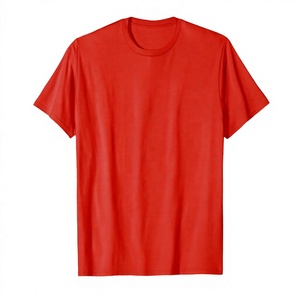 Camiseta Casual de Hombre, Cuello Redondo, Manga Corta, 100% Algodón, Corte Regular, Estilo Urbano, Color Rojo Sólido, Tejido Jersey Liso - Product Image 1