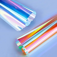 Film coloré, papier laser, film pour verre, adhésif transparent à haute transmission lumineuse, autocollant arc-en-ciel fait main