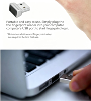 OEM Mini Wins Hello Fingerprint Reader Password-Free Login Biometric Fingerprint Dongle USB Adapter for Desktop Laptop
