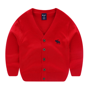 Vente en gros de vêtements de boutique pour enfantsPull de Noël en crochet pour bébés garçons, col en V, bouton unique pour enfants - Product Image 1