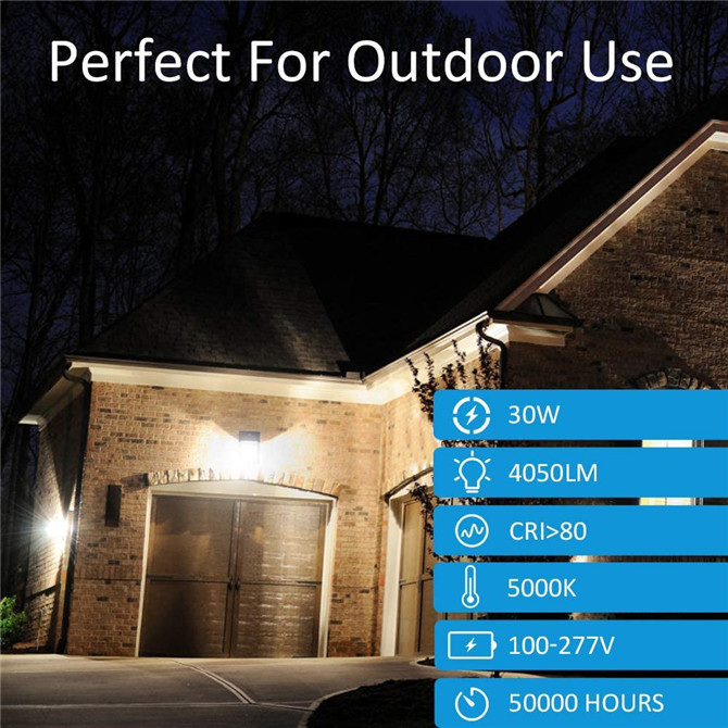Wifi new wall light outdoor intelligent 100-277v 110 degree flood angle cool white dimmable PIR sensor led wall pack light