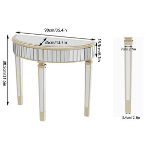 Table basse extra longue avec miroir en <span class=keywords><strong>verre</strong></span> argenté <span class=keywords><strong>demi</strong></span>-<span class=keywords><strong>lune</strong></span> Table d'appoint de canapé assortie - Product Image 6