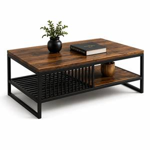 Table basse contemporaine à étagères en treillis avec rangement ouvert décoratif pour salon moderne - Product Image 4