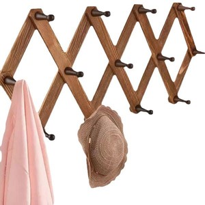 Perchero de pared expandible de madera, 12x4.3 pulgadas, plegable, para almacenamiento en la sala de estar, entrada, organizador de sombreros y ropa - Product Image 2