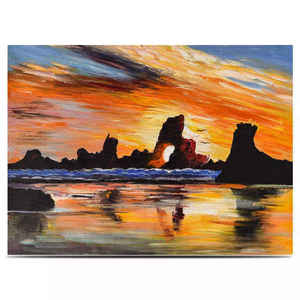 Peintures à l'huile abstraites impressionnistes faites à la main, décor de salon ou de bureau, <span class=keywords><strong>paysage</strong></span> de coucher de soleil sur la <span class=keywords><strong>mer</strong></span> et les montagnes, personnalisable, simple, <span class=keywords><strong>paysage</strong></span> marin - Product Image 2