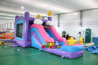 Château sautant de licorne gonflable commercial avec la maison de rebond d'arrière-cour de PVC de glissière à vendre inclut le ventilateur