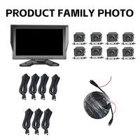 Écran tactile IPS de 10,1 pouces, système de surveillance des angles morts LCD BSD 8 canaux, système de surveillance AHD AI ADAS, alarme vocale, caméra de recul 360°.