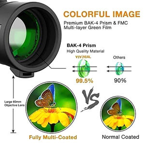 تلسكوب أحادي العين فائق <span class=keywords><strong>40X60</strong></span> للرؤية الليلية مقاوم للماء منخفض الإضاءة - Product Image 6