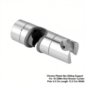 Support coulissant en ABS chromé pour tringle de rideau de douche de 18 à 25 mm, longueur 4,5 cm, largeur 12,5 cm - Product Image 3