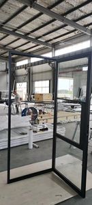 Pintu depan hitam tunggal kaca eksternal pintu besi tempa Prancis dengan pintu anjing - Product Image 5