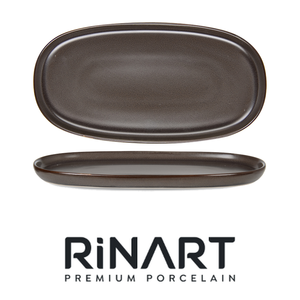 Plat de service ovale brun réactif 21 × 11 cm H 1,6 cm, porcelaine fine de qualité supérieure, impression numérique Rinart - Product Image 4