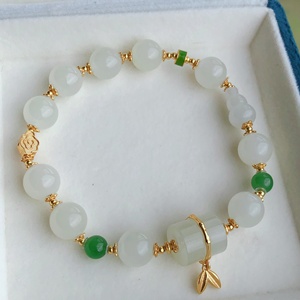 Natural Hetian Jade <b>Beaded</b> <b>Bracelet</b> & Necklace Series Multi-Gemstone Oriental Lucky Jewelry For Women Gift - Product Image 2