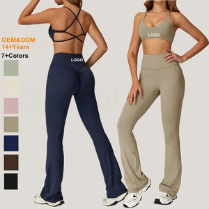 Conjuntos de Yoga al por Mayor, Ropa Deportiva Personalizada con Control de Abdomen para Mujer, Ropa de Yoga con Levantamiento de Glúteos, Sujetador Deportivo Cruzado, Conjuntos de Fitness para Gimnasio - Product Image 1